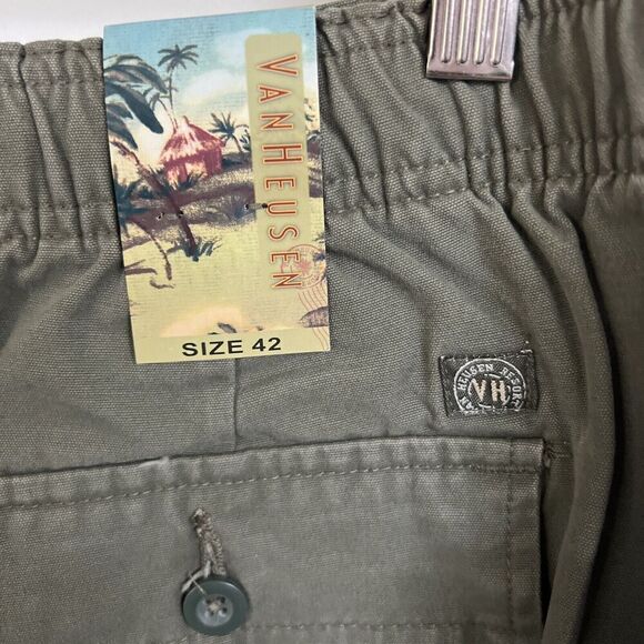 NWT Van Heusen Resort Flat‎ Front Cargo Shorts Mens SZ 42 Olive Green NEW - Picture 5 of 7